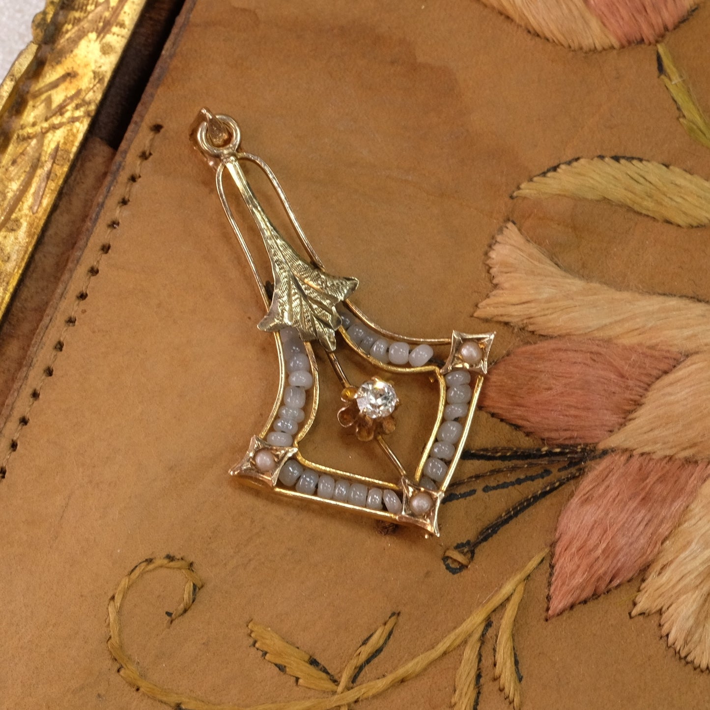 10k Gold Lavalier with Seed Pearls