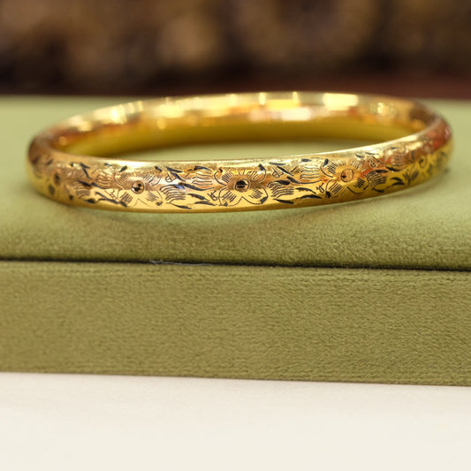 Victorian Gold Filled Flower Enamel Bangle
