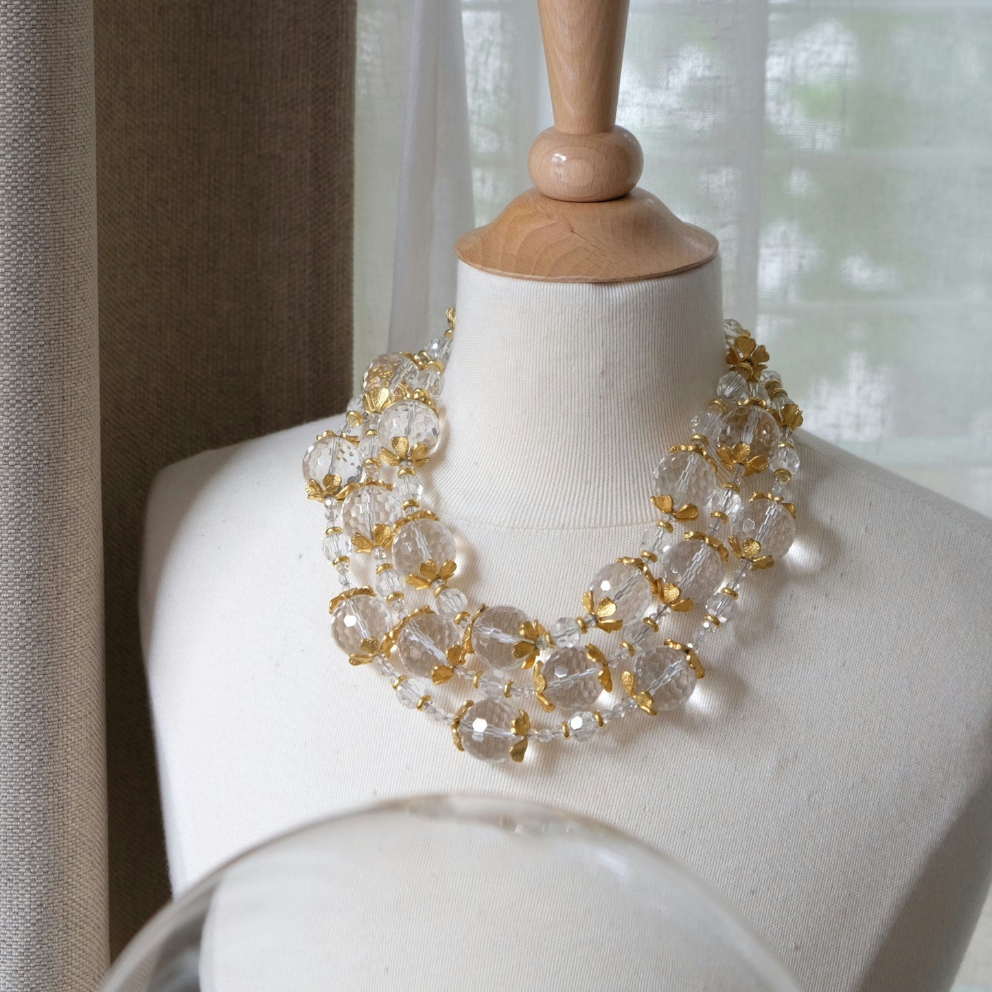 Large Crystal Glass Necklace 1980s