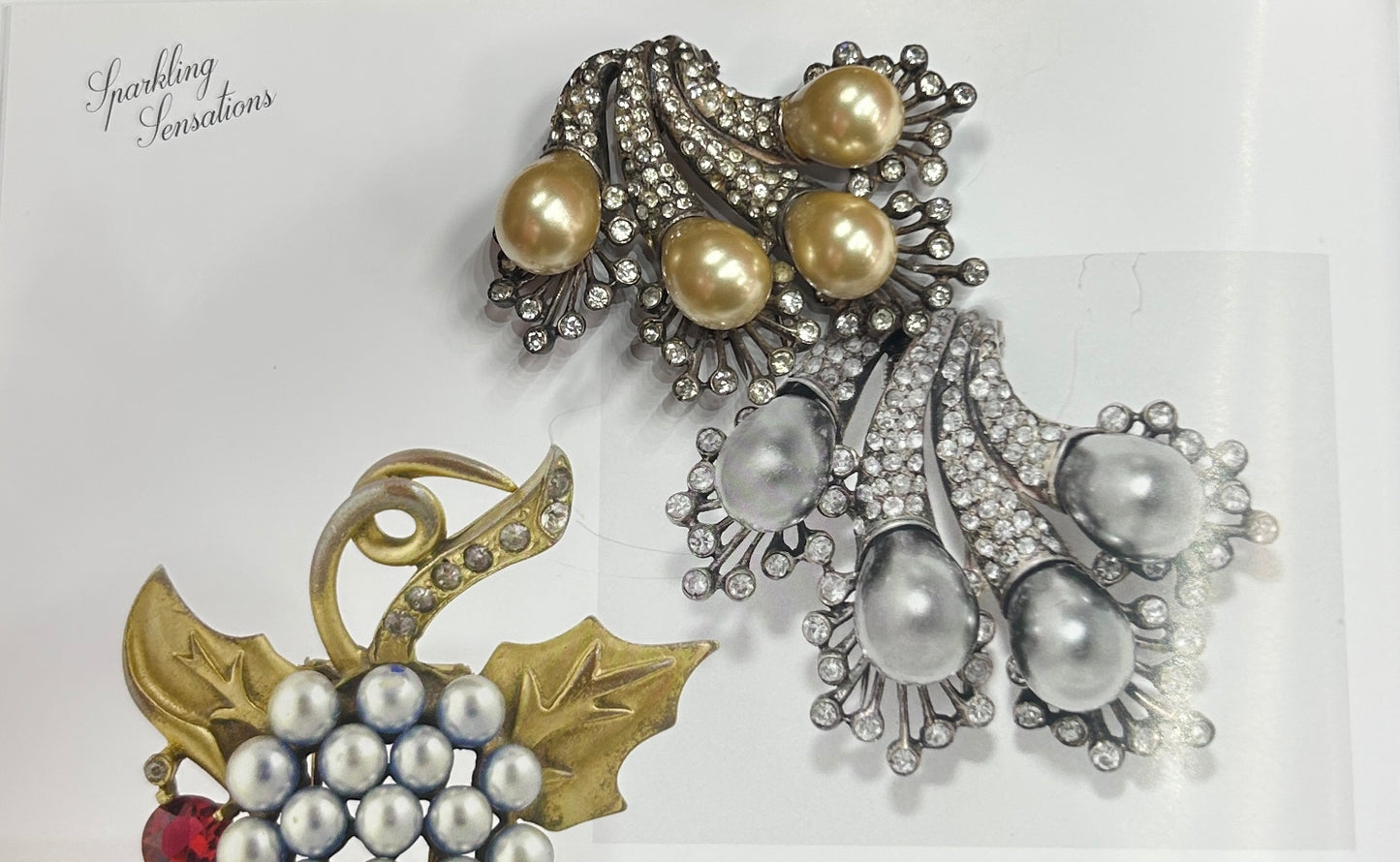 Eisenberg Sterling Faux Pearl Dress Clip 1940s