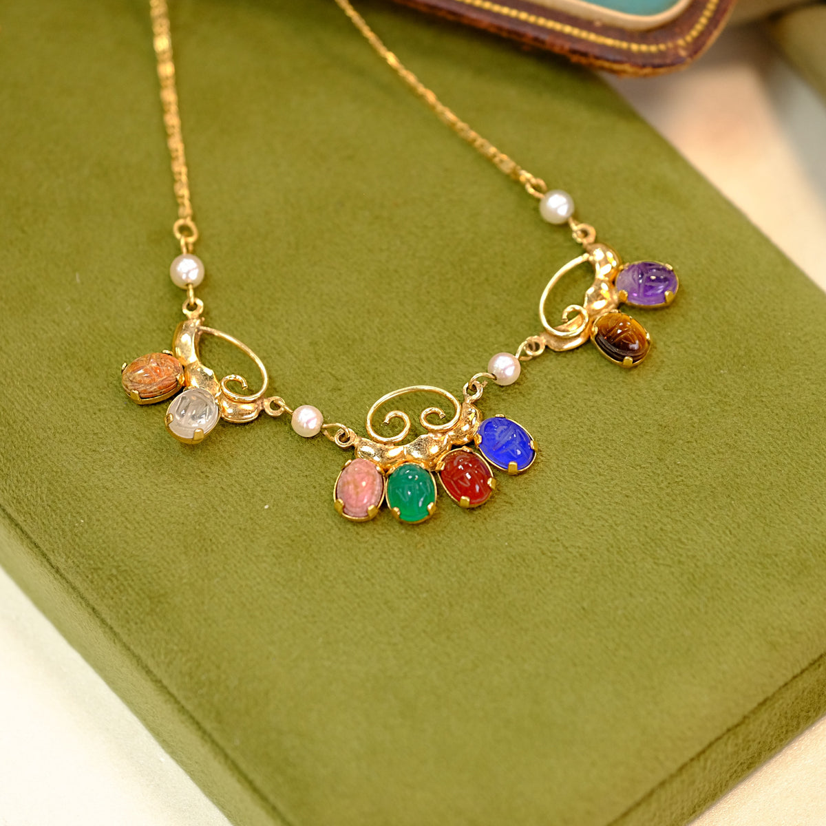 Vintage Revival Gold Filled Scarab Necklace