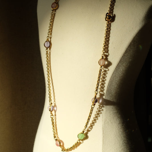 Vintage Chanel Pastel Colors Gripoix Necklace 1990s