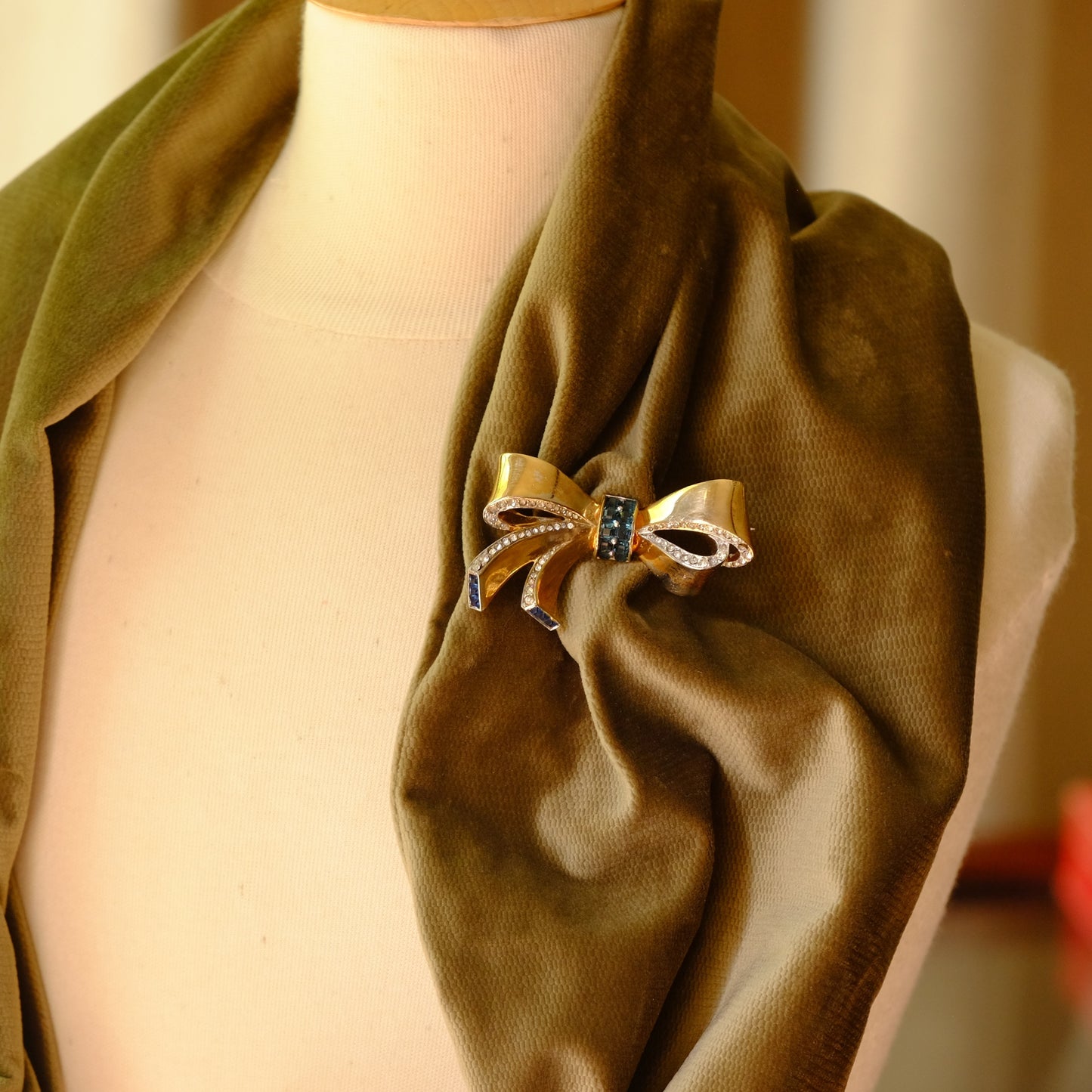 Vintage Marcel Boucher Blue Bow Pin 1940s