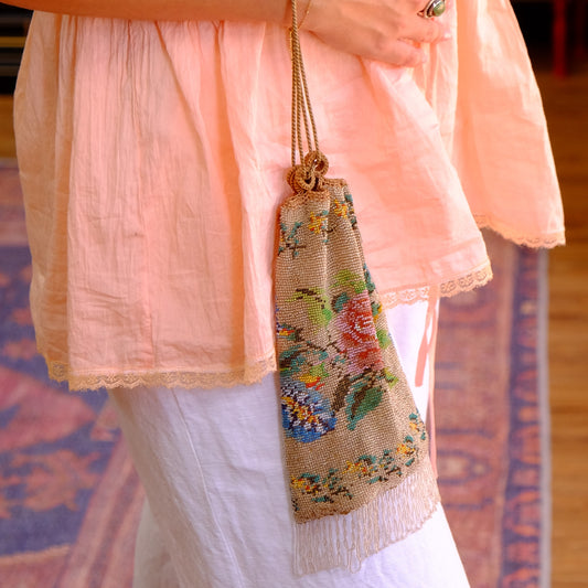 Victorian micro Floral Beadwork Purse