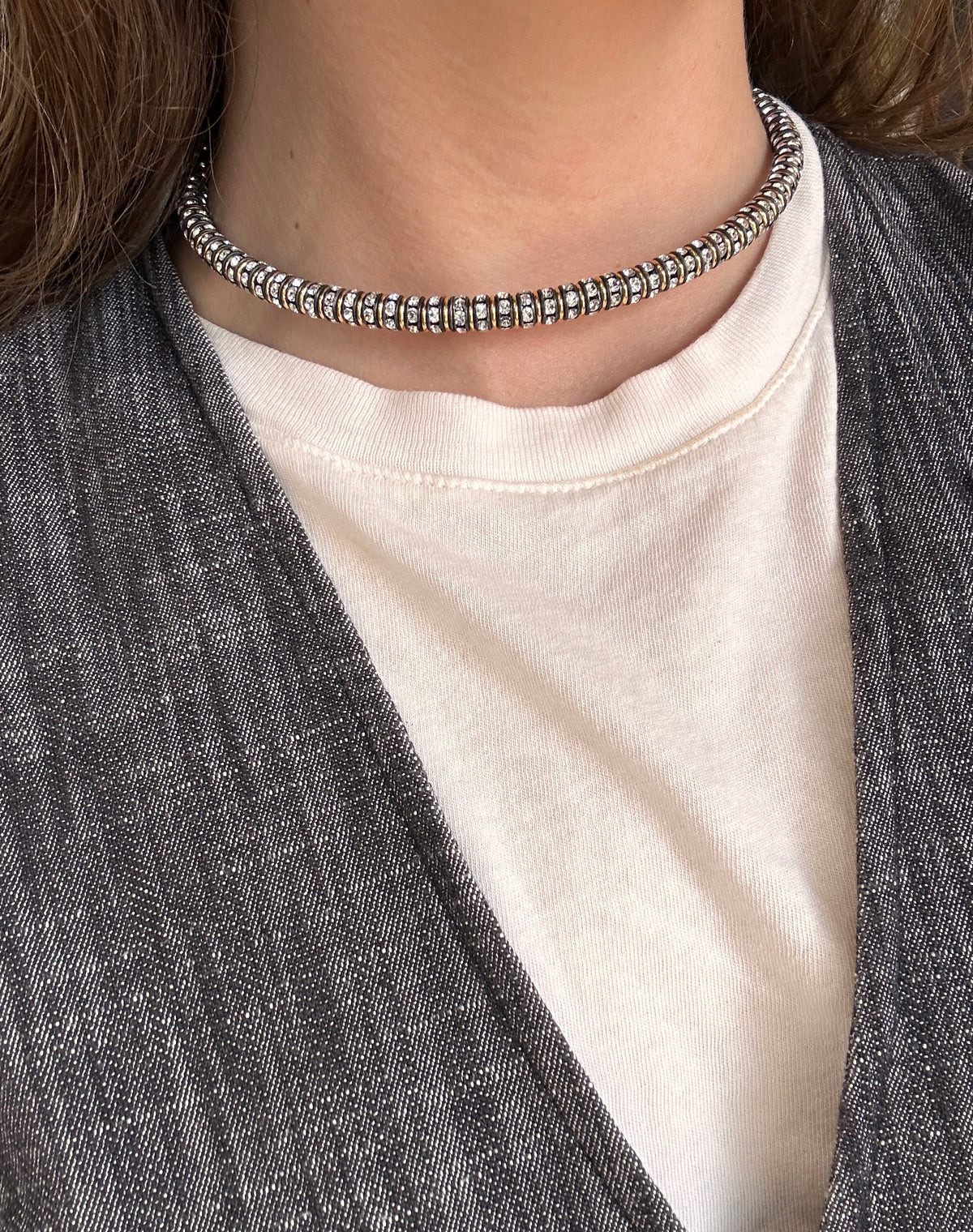 Marbouk Silvertone & Brass Choker