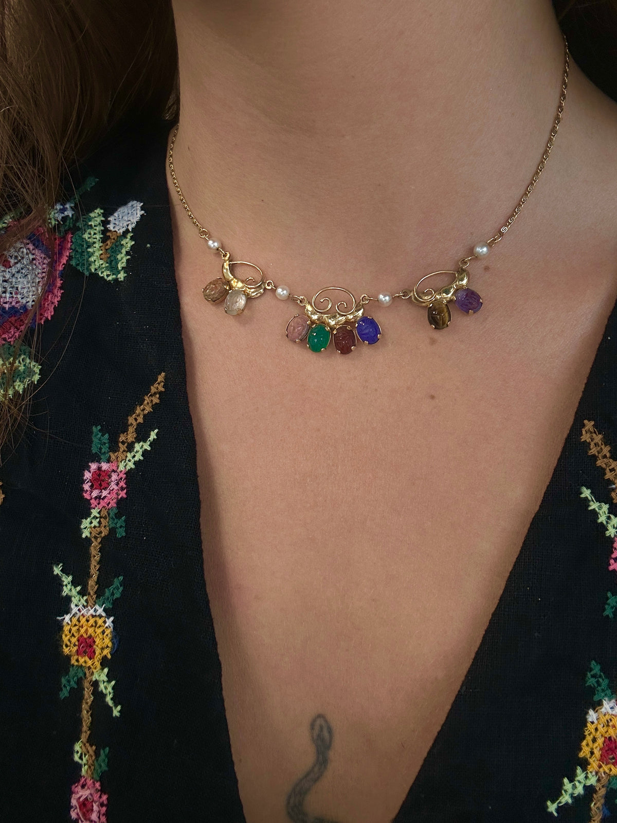 Vintage Revival Gold Filled Scarab Necklace