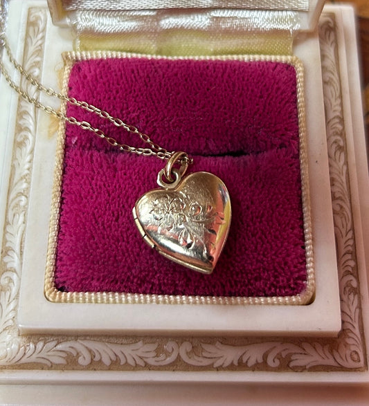 14K Gold Heart Locket with Chain