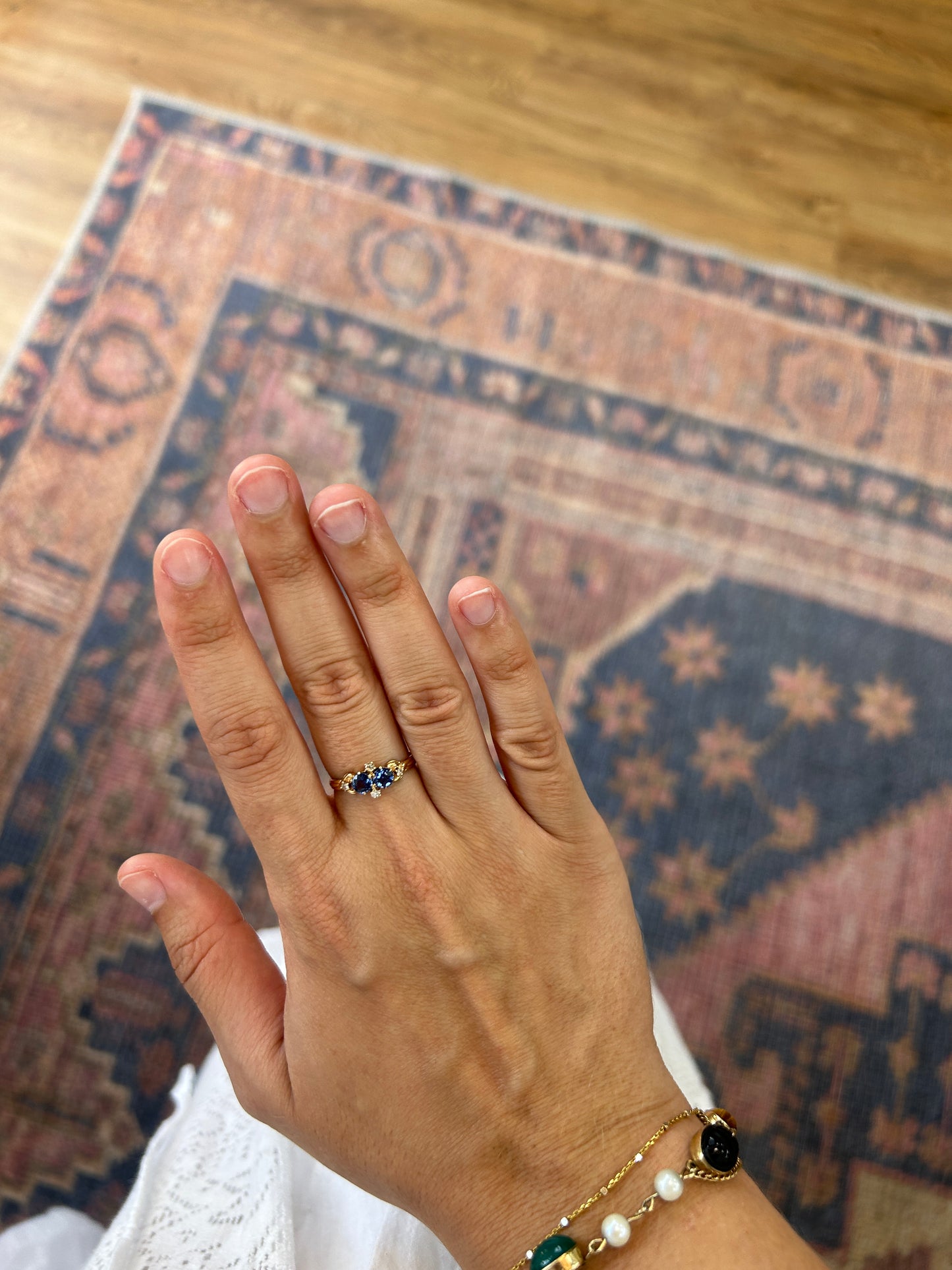 14K Gold Victorian Natural Sapphire Diamond Ring