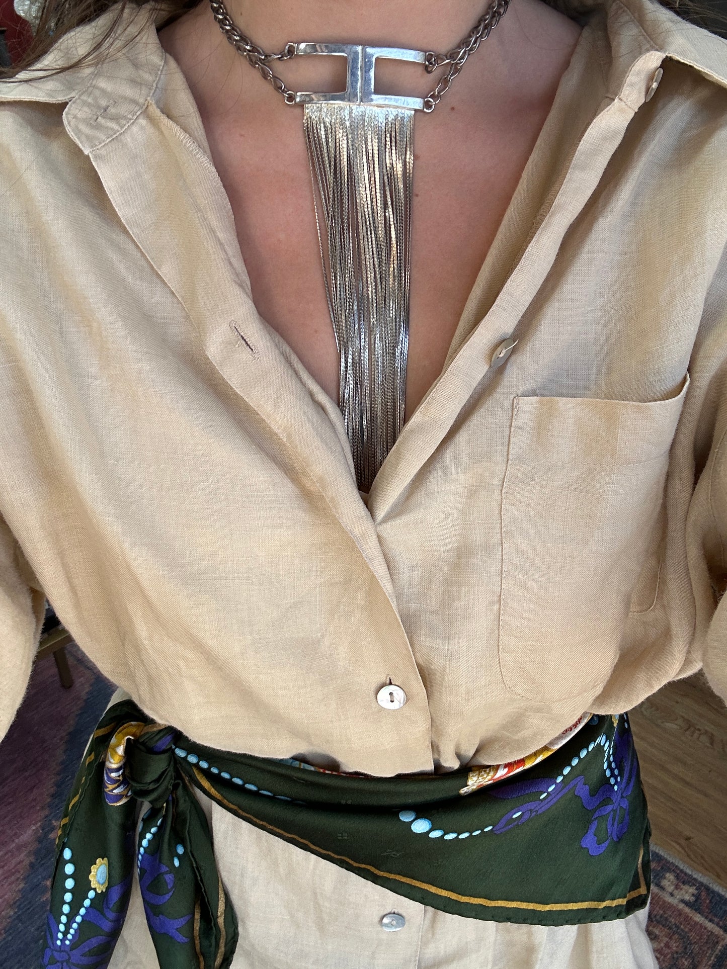 Large Tassel Silver Necklace 1970s