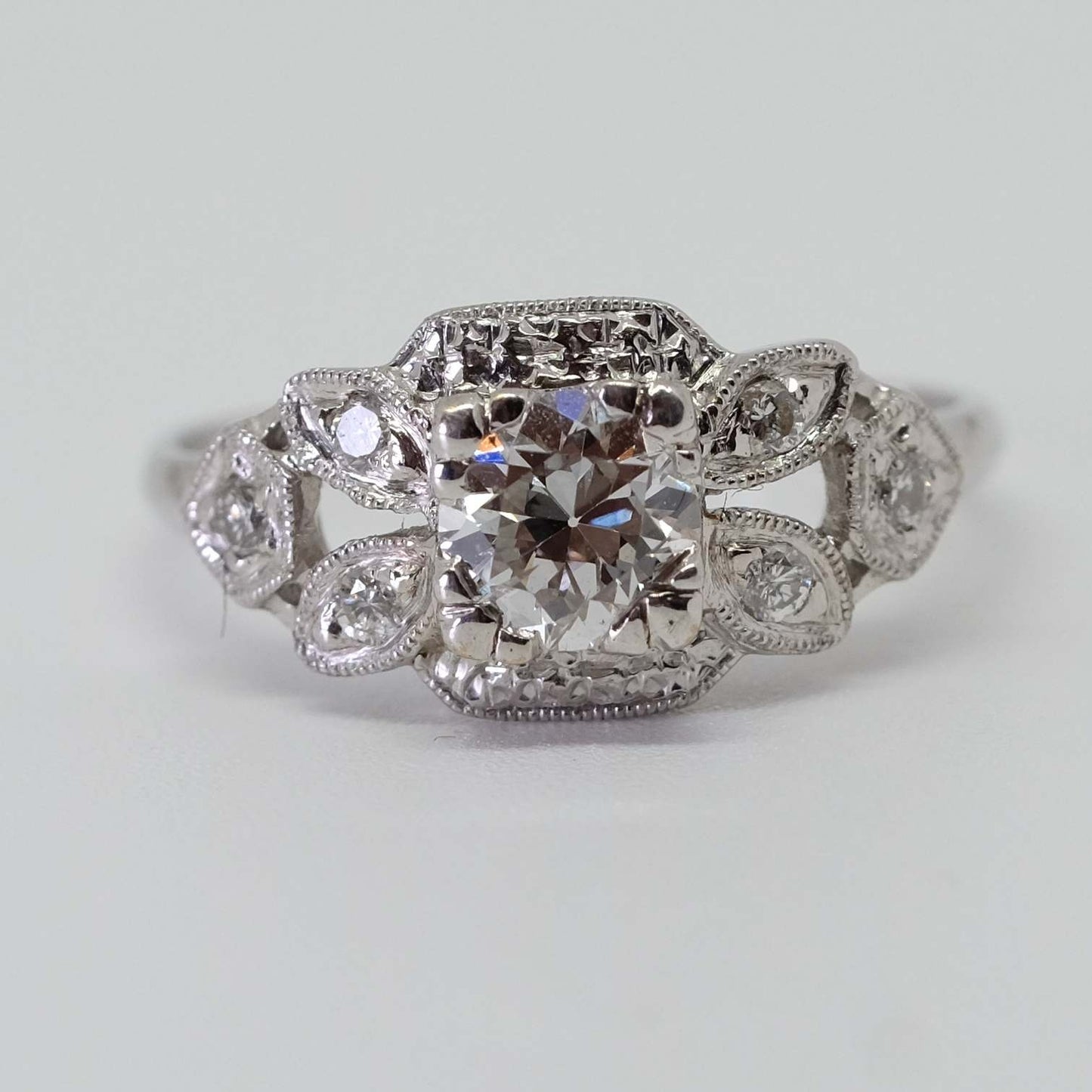 Vintage Platinum 0.58 ct Diamond Ring