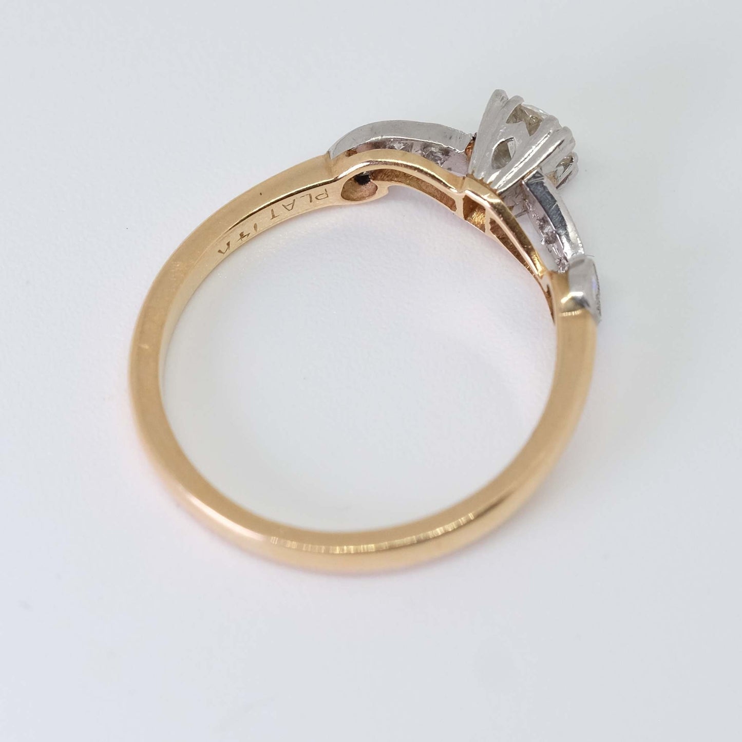 Vintage Platinum and 14K Gold Diamond Ring