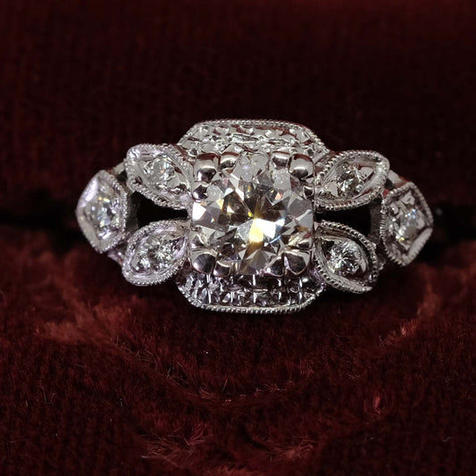 Vintage Platinum 0.58 ct Diamond Ring