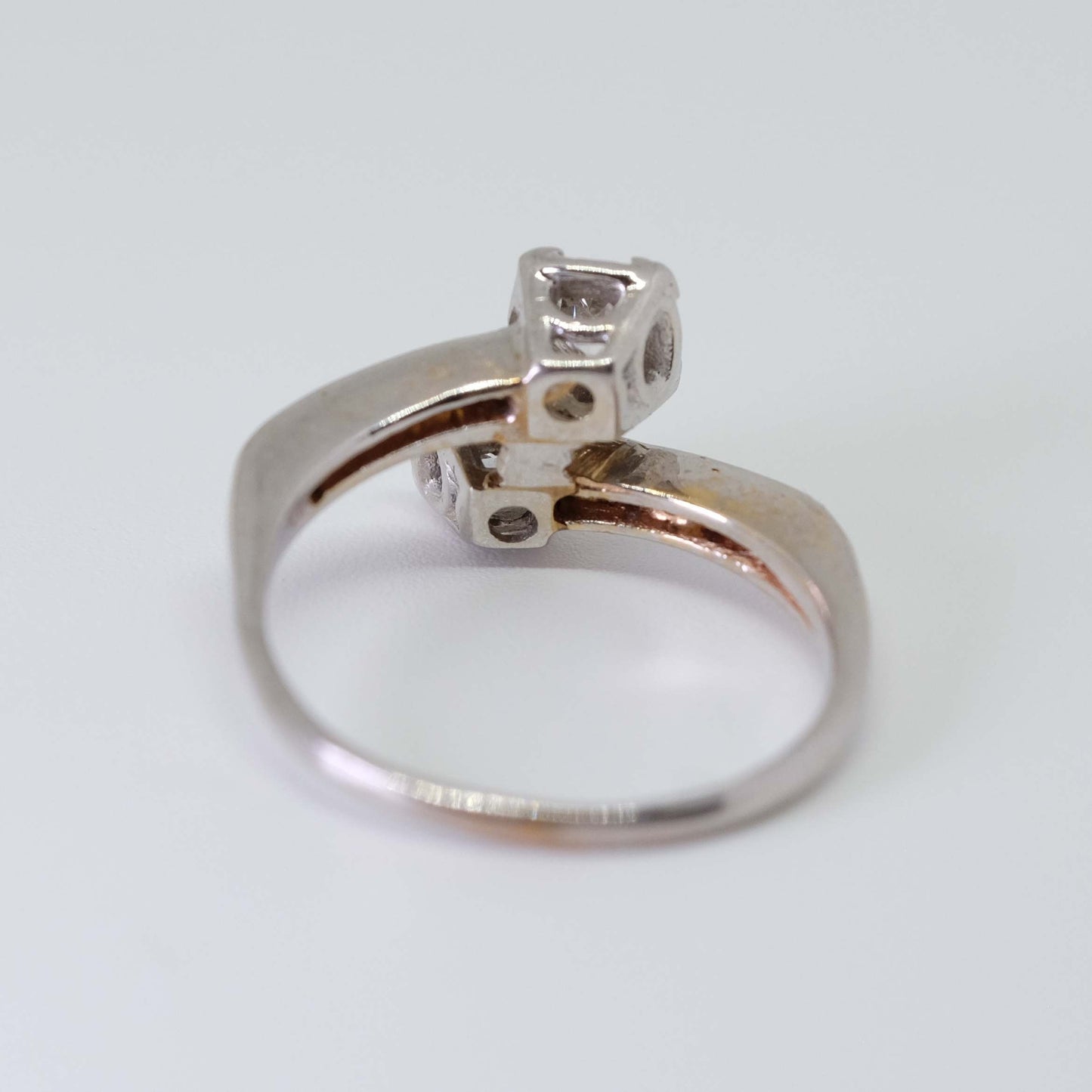 Vintage Double Diamond  Ring 14K White Gold