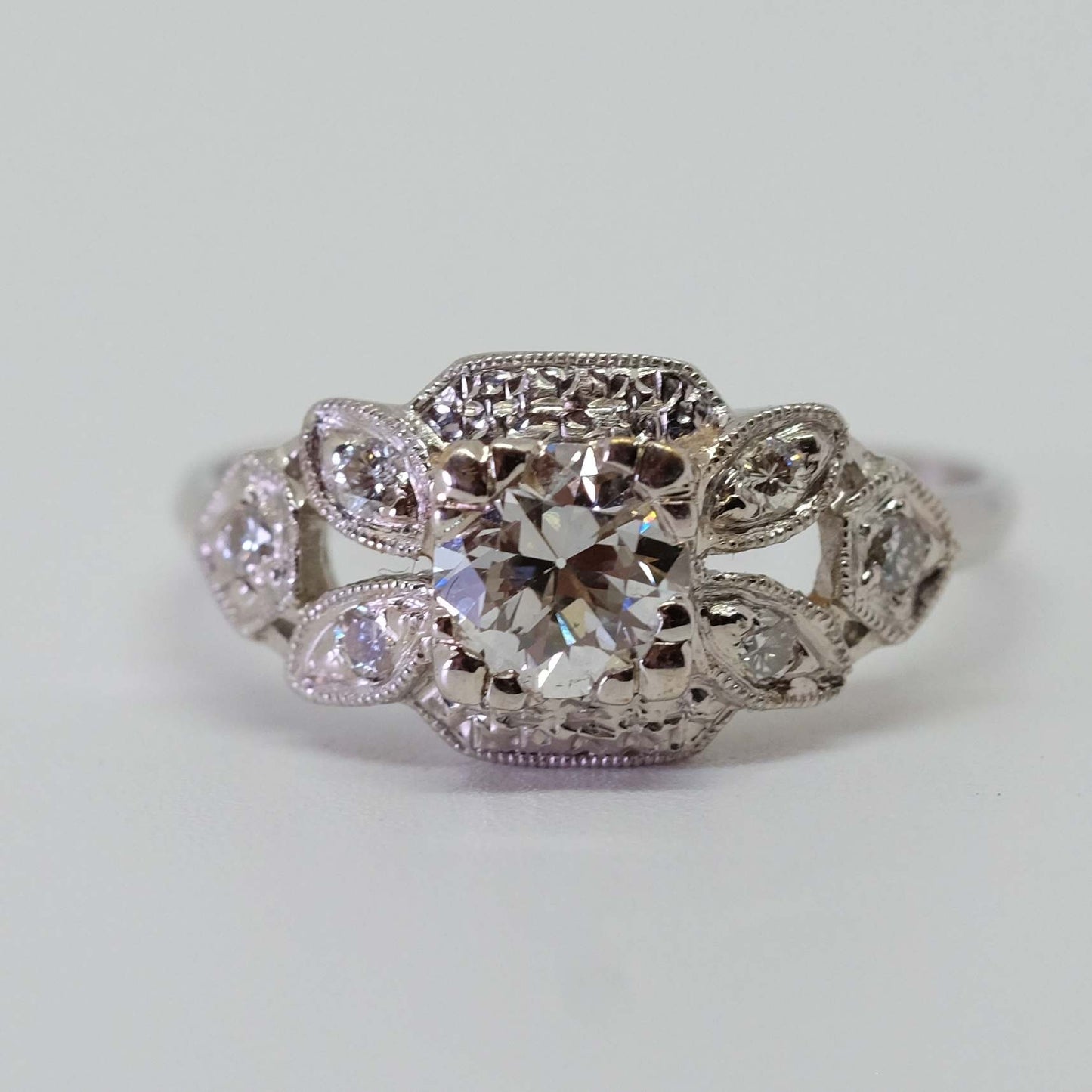 Vintage Platinum 0.58 ct Diamond Ring