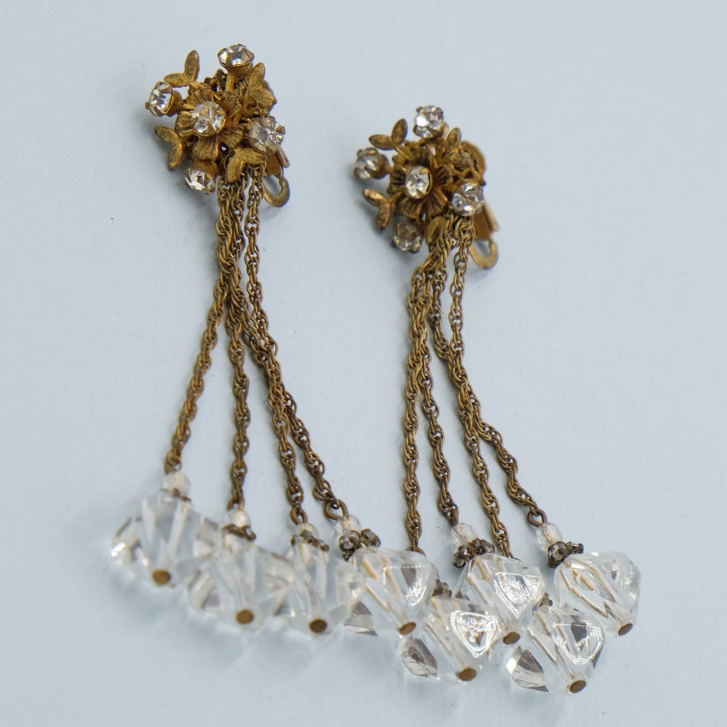 Miriam Haskell Crystal Dangling Drop Earrings 1960s