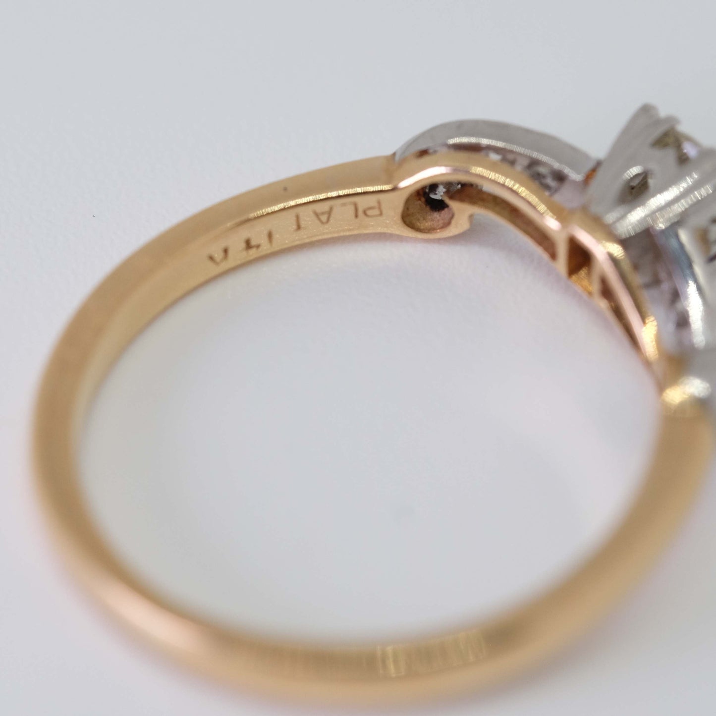 Vintage Platinum and 14K Gold Diamond Ring