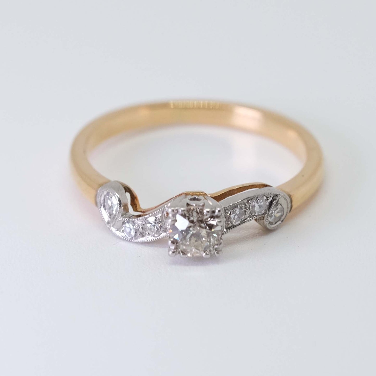 Vintage Platinum and 14K Gold Diamond Ring